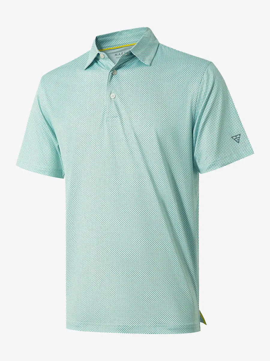 3D view showcasing the green plant pattern polo shirt, emphasizing its fresh, natural design and vibrant energy.