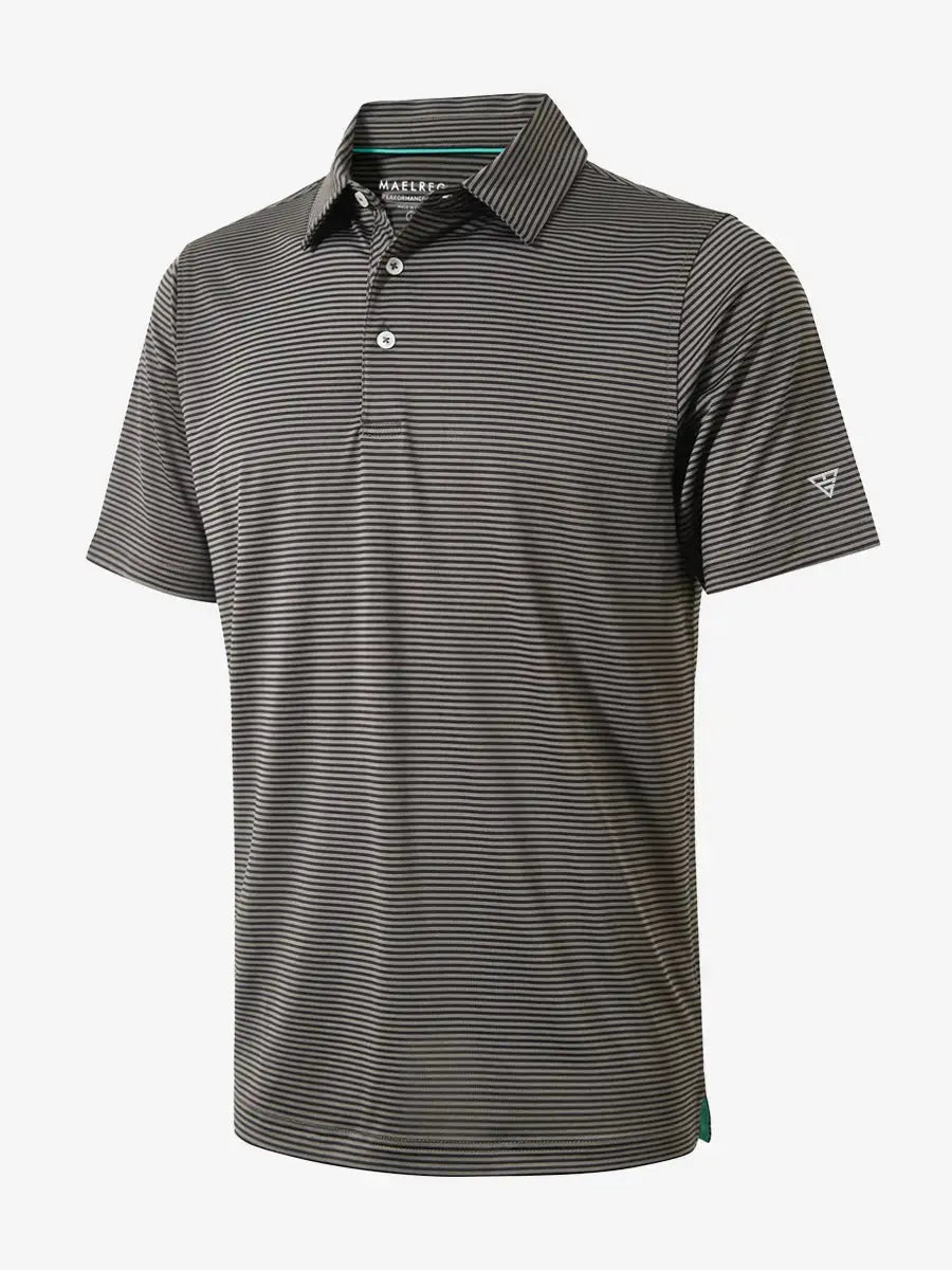 Performance Cooling Polo – 3D product view in Black Stripe for kids