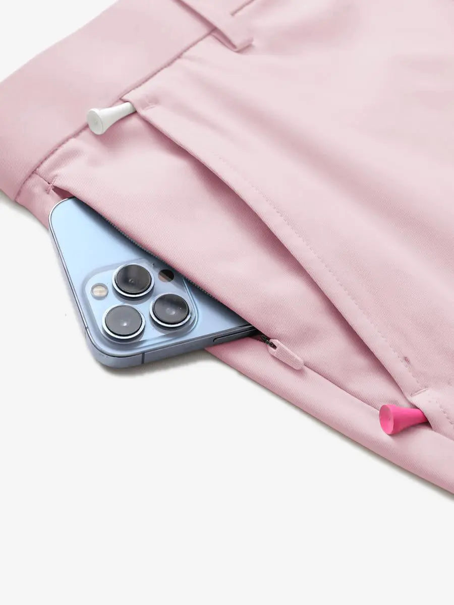 iPhone in pocket detail – MAELREG Water Resistant Shorts, 9 Inch Pink