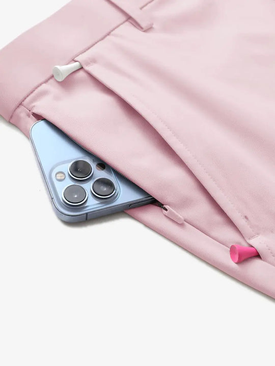 iPhone in pocket detail – MAELREG Water Resistant Shorts, 9 Inch Pink